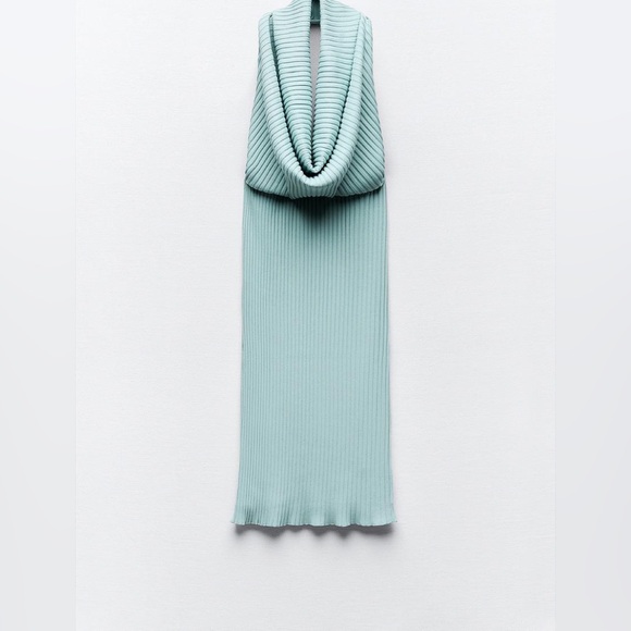Zara COWL NECK PLEATED DRESS - Picture 1 of 4